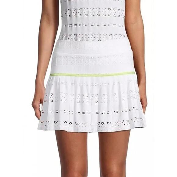 EUC L’Etoile Sport x Veronica Beard White Tennis Skort Knit Eyelet Skirt Medium - Picture 1 of 16